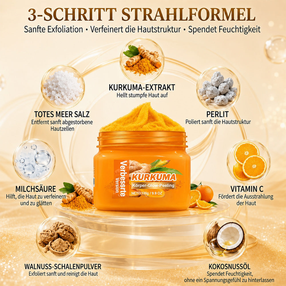 🌿 Kalovino® Kurkuma-Körperpeeling gegen raue & trockene Haut