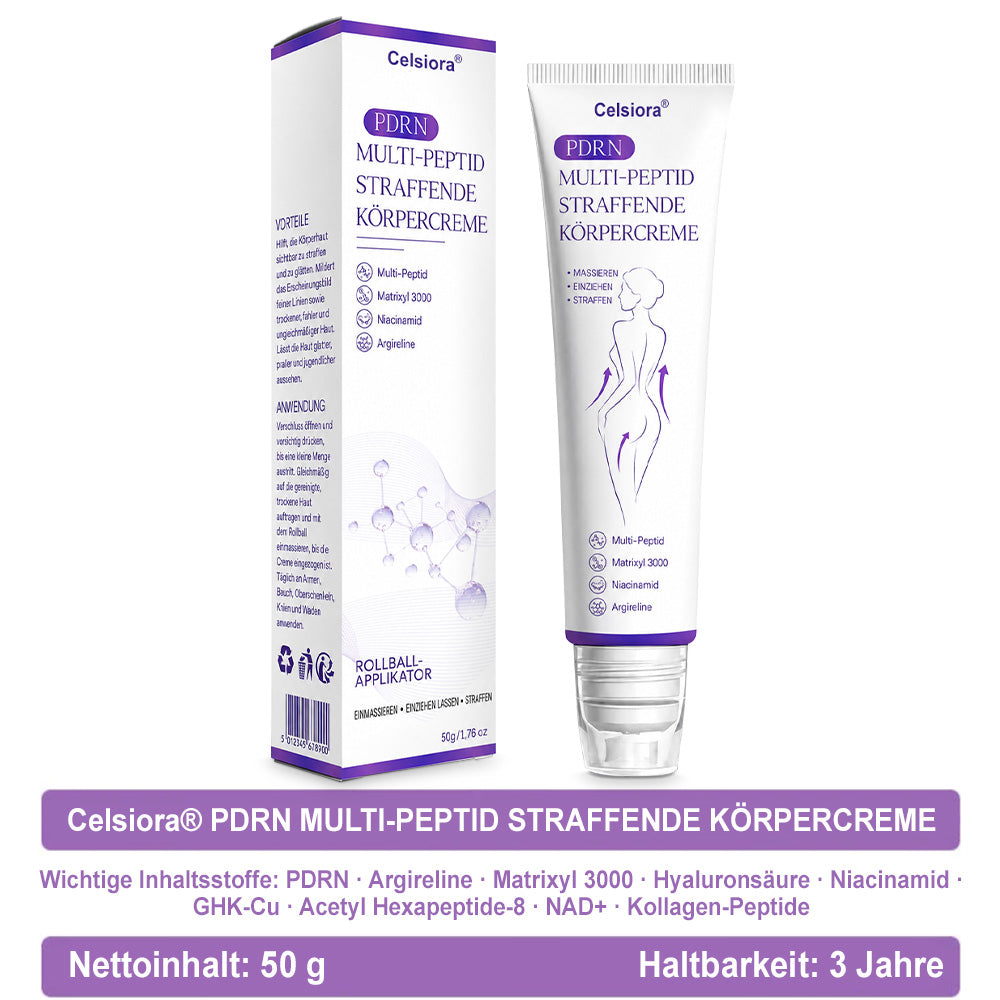 Celsiora® PDRN Multi-Peptide Körpercreme gegen Falten, schlaffe Haut, Dehnungsstreifen & Cellulite