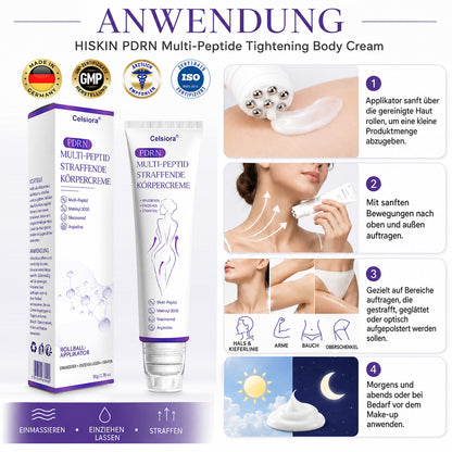 Celsiora® PDRN Multi-Peptide Körpercreme gegen Falten, schlaffe Haut, Dehnungsstreifen & Cellulite