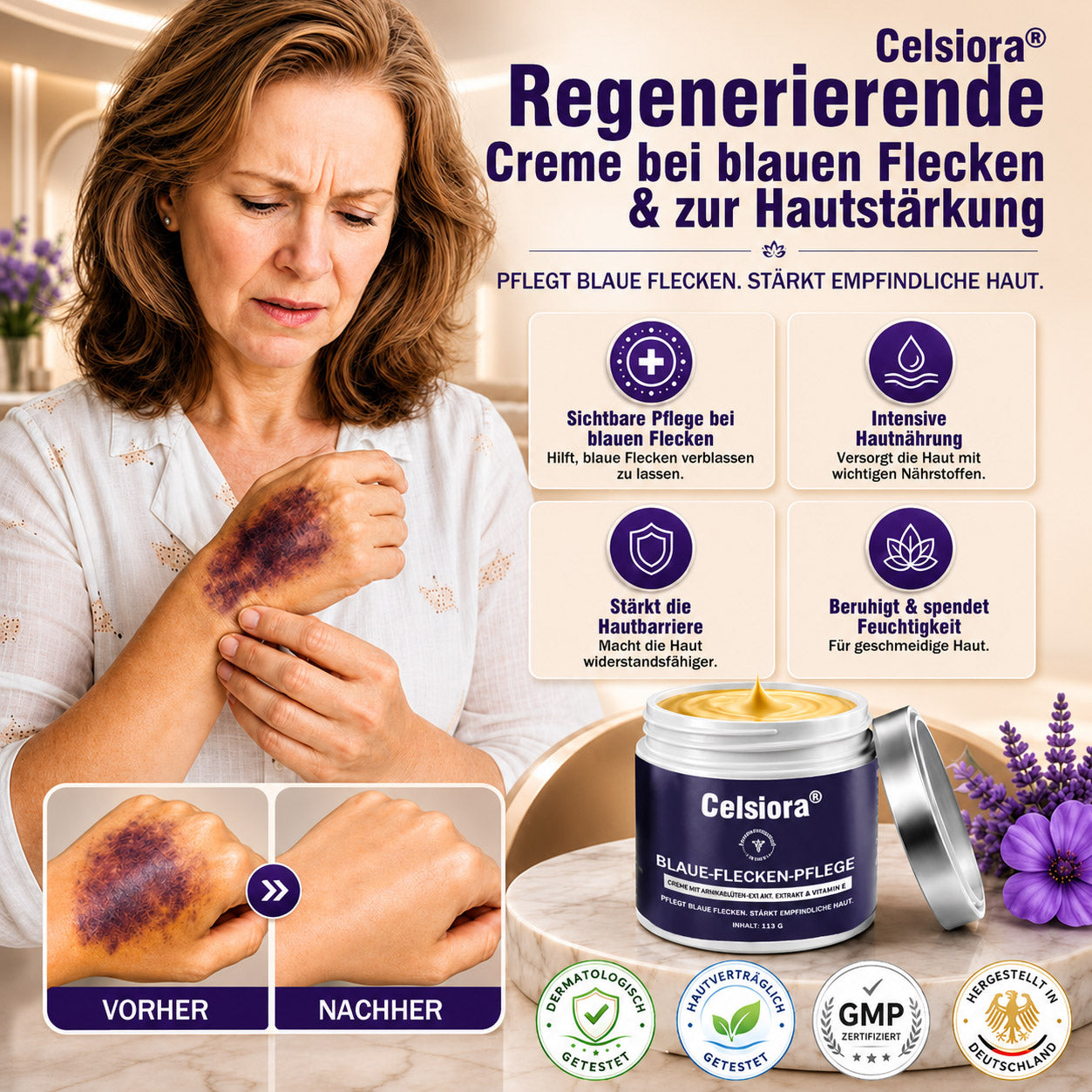 up Celsiora® Bruise Repair Cream – Intensivpflege bei sichtbaren Blutergüssen, dünner und empfindlicher Haut