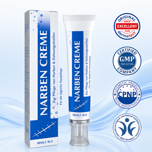 Kalovino® Reparierende Narbenpflege-Creme gegen Dehnungsstreifen, Aknenarben & unebenes Hautbild – für glatter und ebenmäßiger wirkende Haut