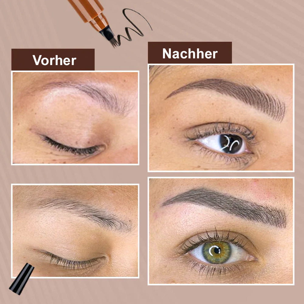 🆙4-Zinken Microblading-Stift für Brauen & Bärte – Wasserfest, wischfest & natürlicher Look