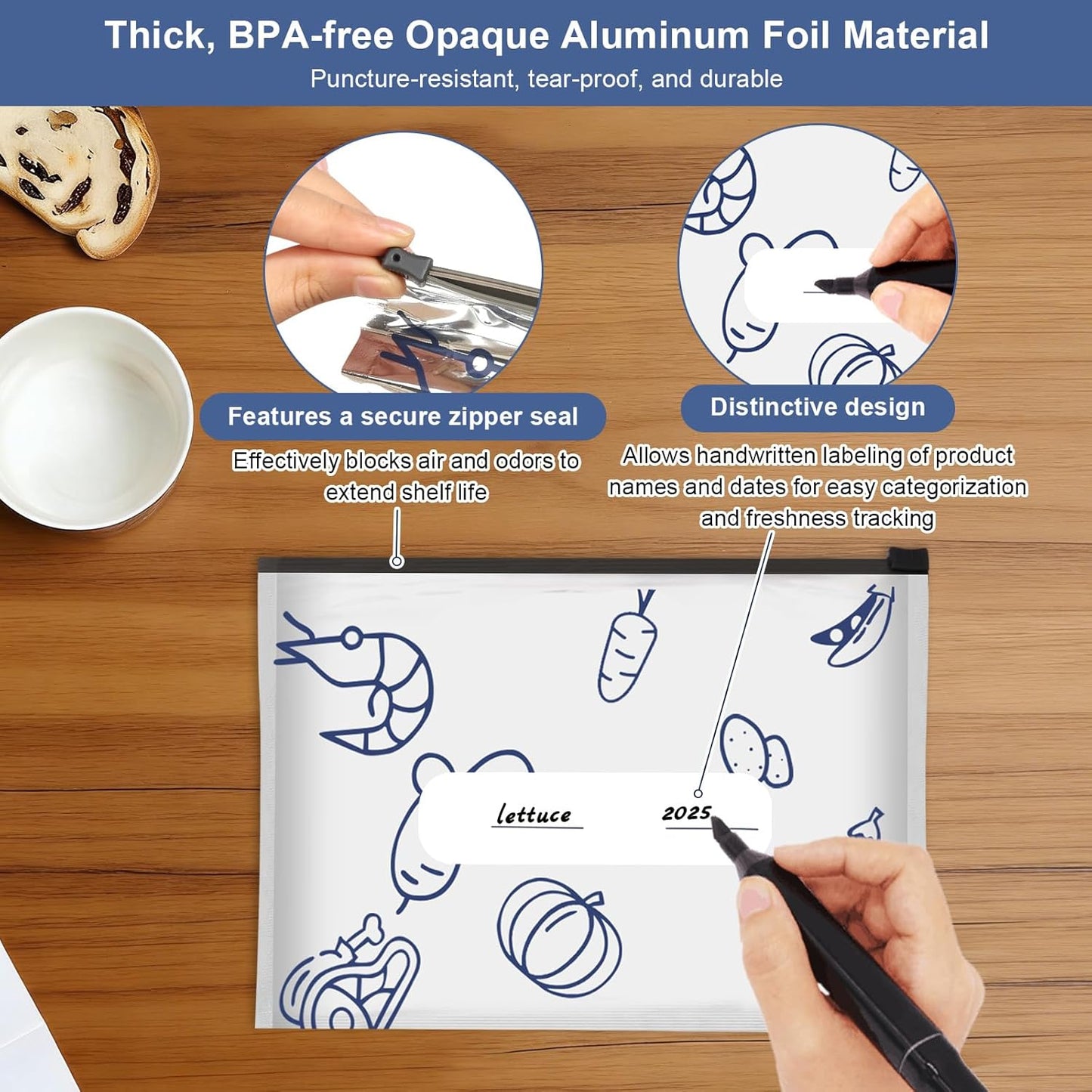 up Reusable Aluminium Foil Sealable Storage Bags — Keep Food Fresh For Longer