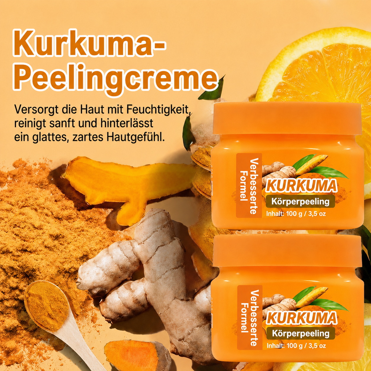 🌿 Kalovino® Kurkuma-Körperpeeling gegen raue & trockene Haut